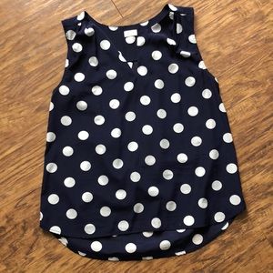 Navy Polka Dot Sleeveless Top